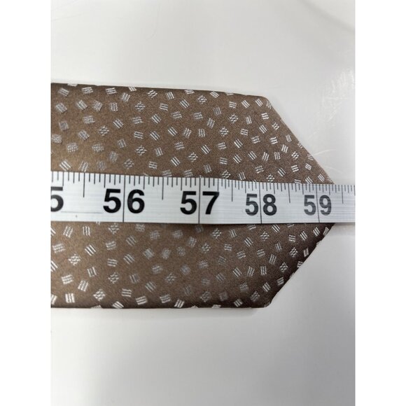 Michael Kors Mens Brown Tan Geometric 100% Silk Necktie Business Work - Picture 10 of 11